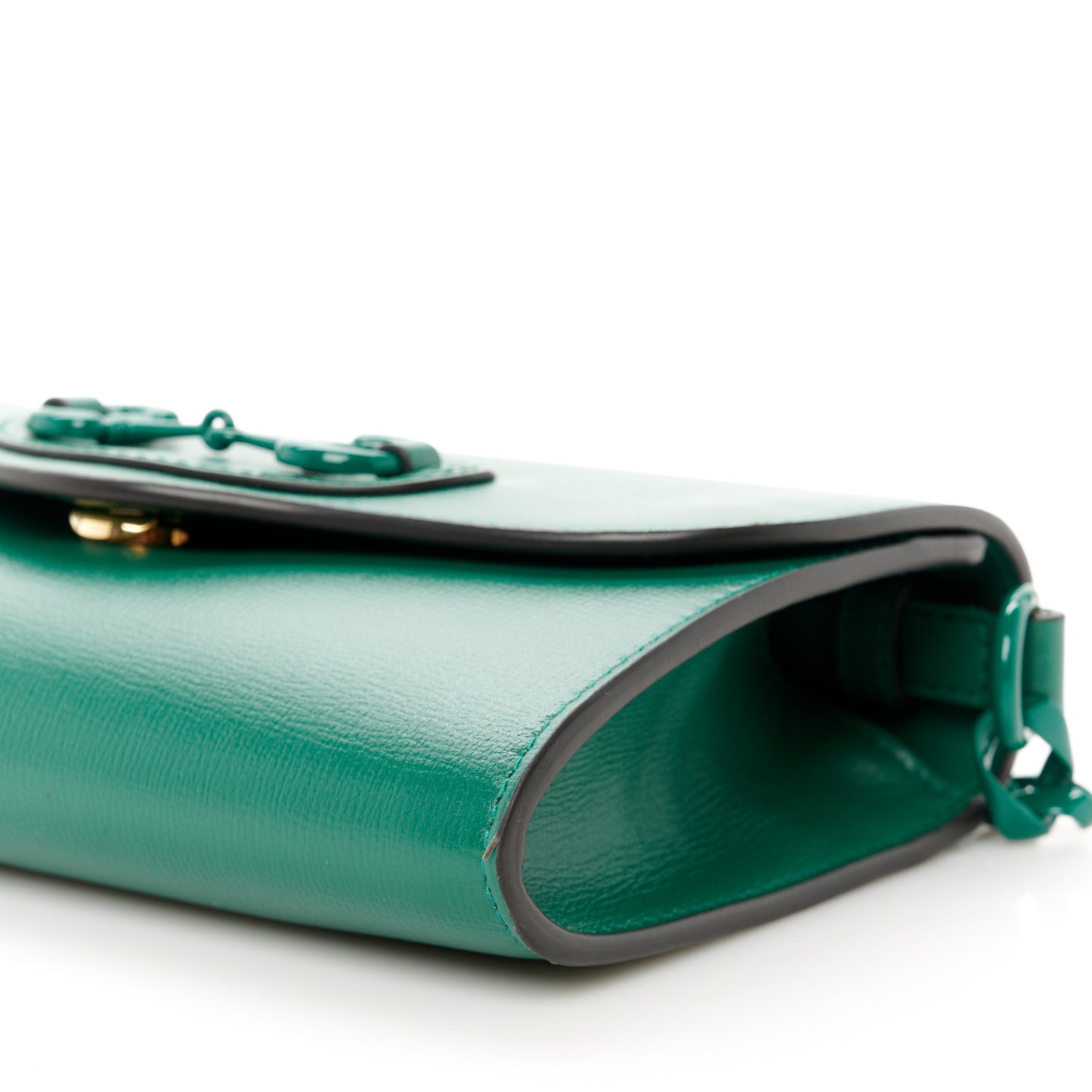 Azalea Calfskin Web Monochrome Mini Horsebit 1955 Chain Shoulder Bag Emerald