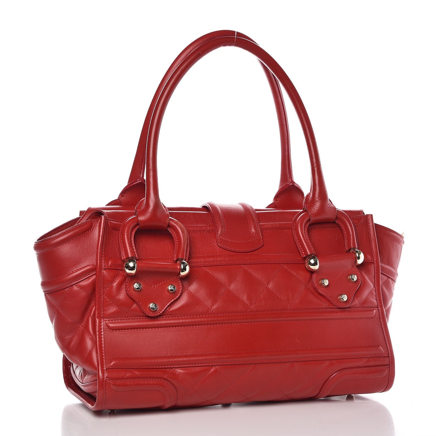 Calfskin Quilted Large Manor Tote Red