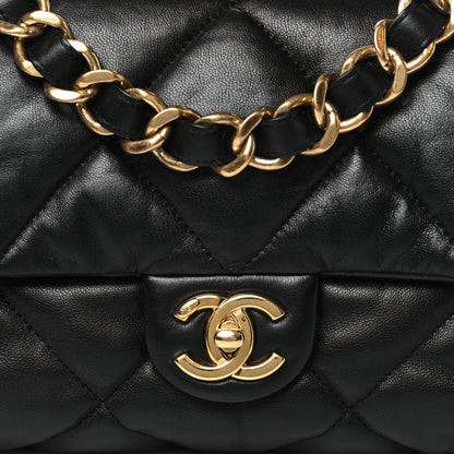 Chanel Lambskin Quilted Small Chain Top Handle Flap Black 8 of 11
