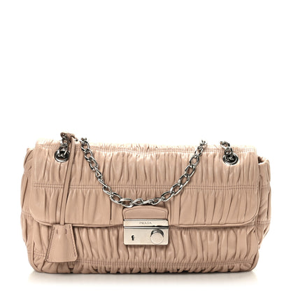 Prada Nappa Gaufre Medium Sound Flap Shoulder Bag Cipria 1 of 7