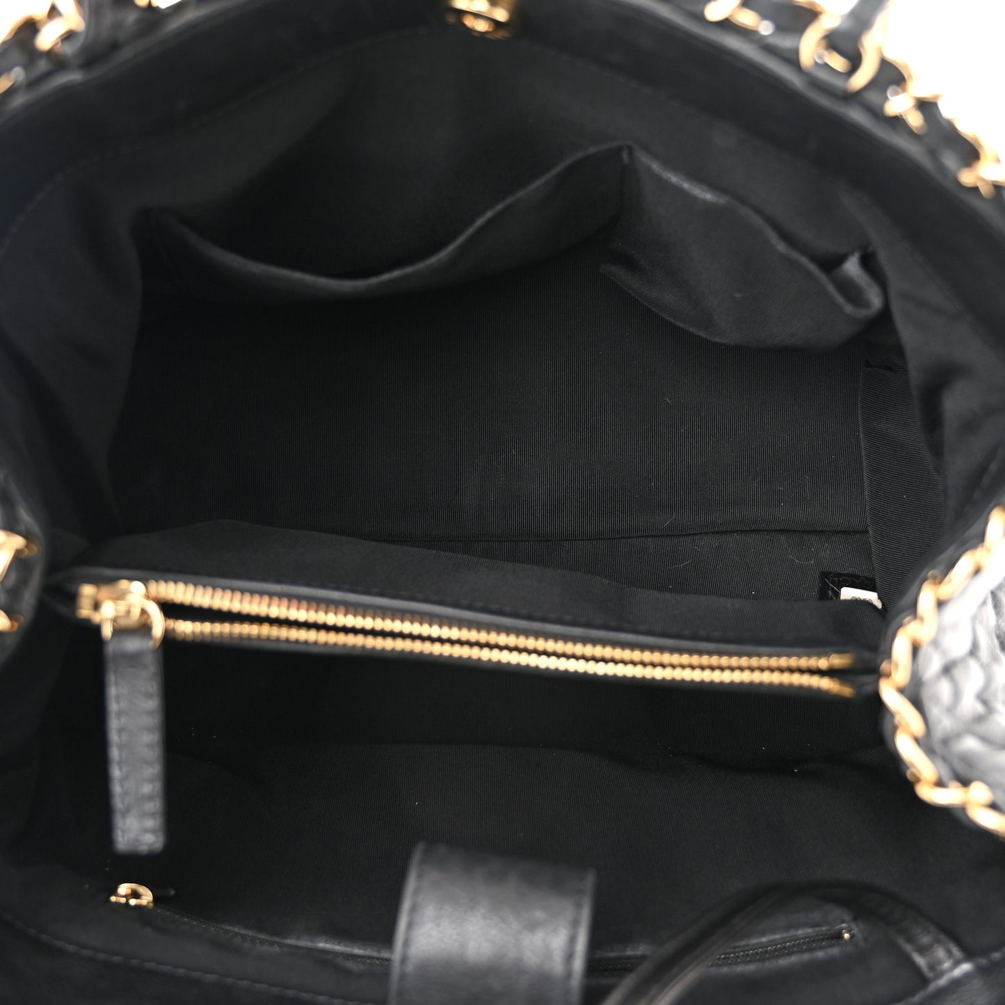 Calfskin Quilted Small Chain Me Tote Black