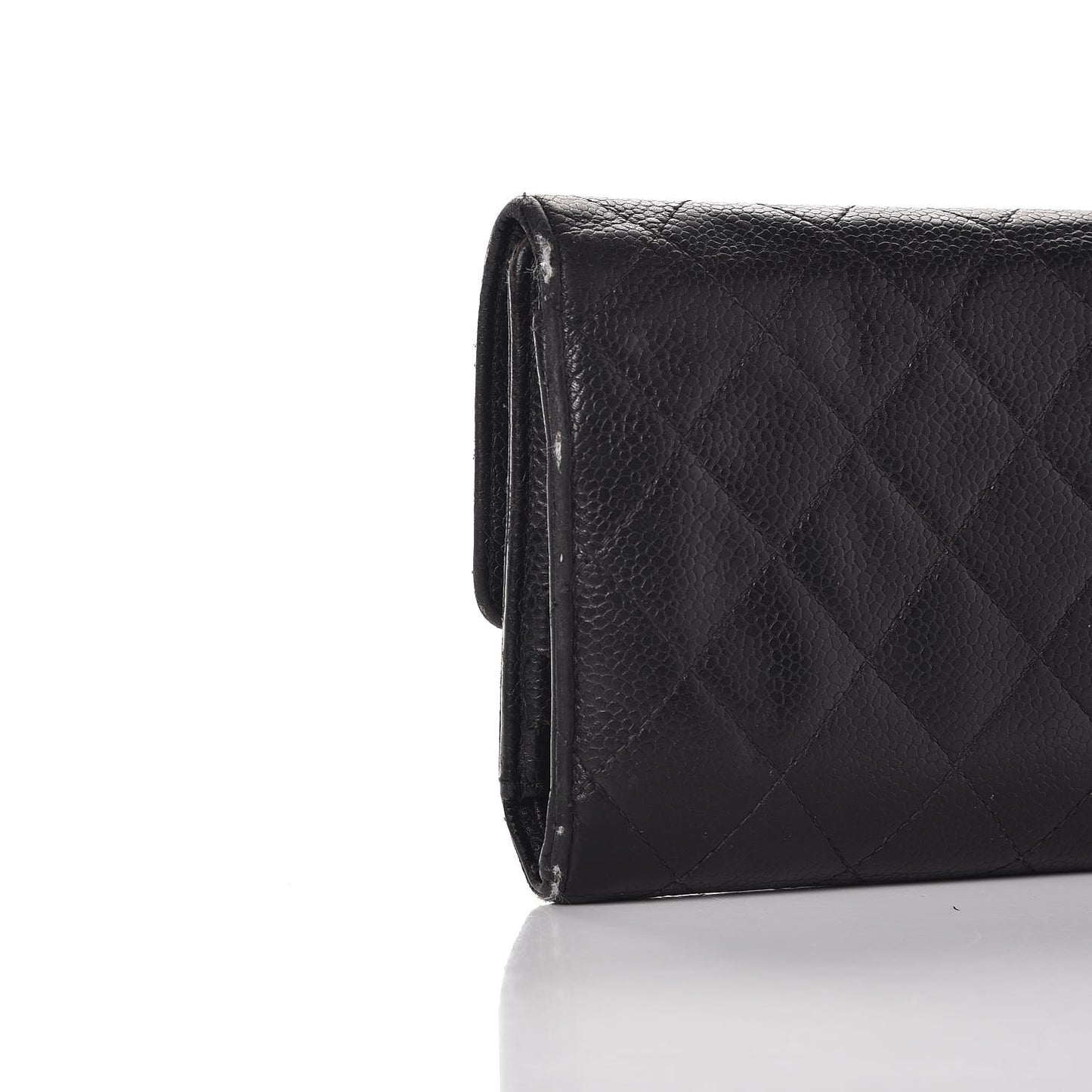 Caviar Quilted Large Flap Wallet Black