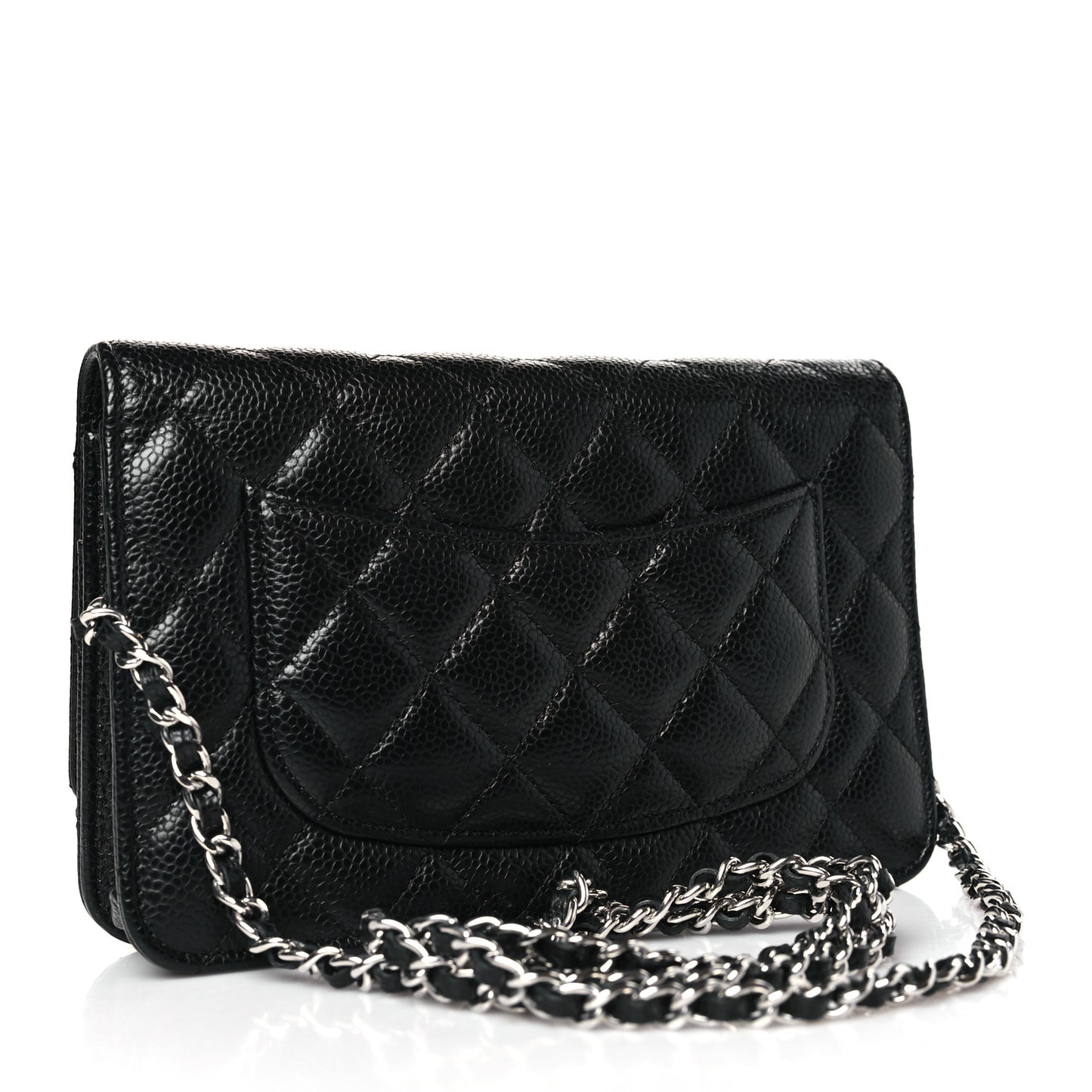 Caviar Quilted Wallet on Chain WOC Black