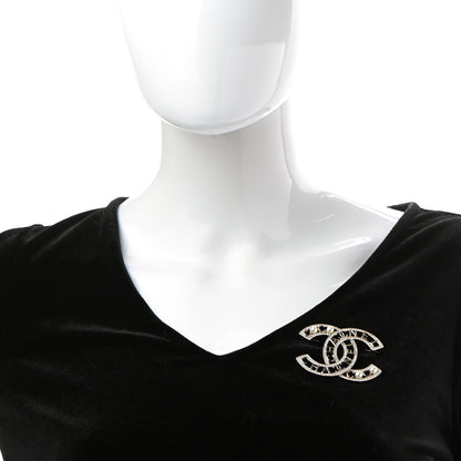 Chanel Crystal Pearl Coco CC Logo Brooch Gold 2 of 5