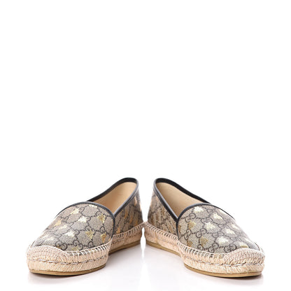 Gucci GG Supreme Monogram Bees Espadrille Flats 38 Beige Ebony Oro Black 5 of 11