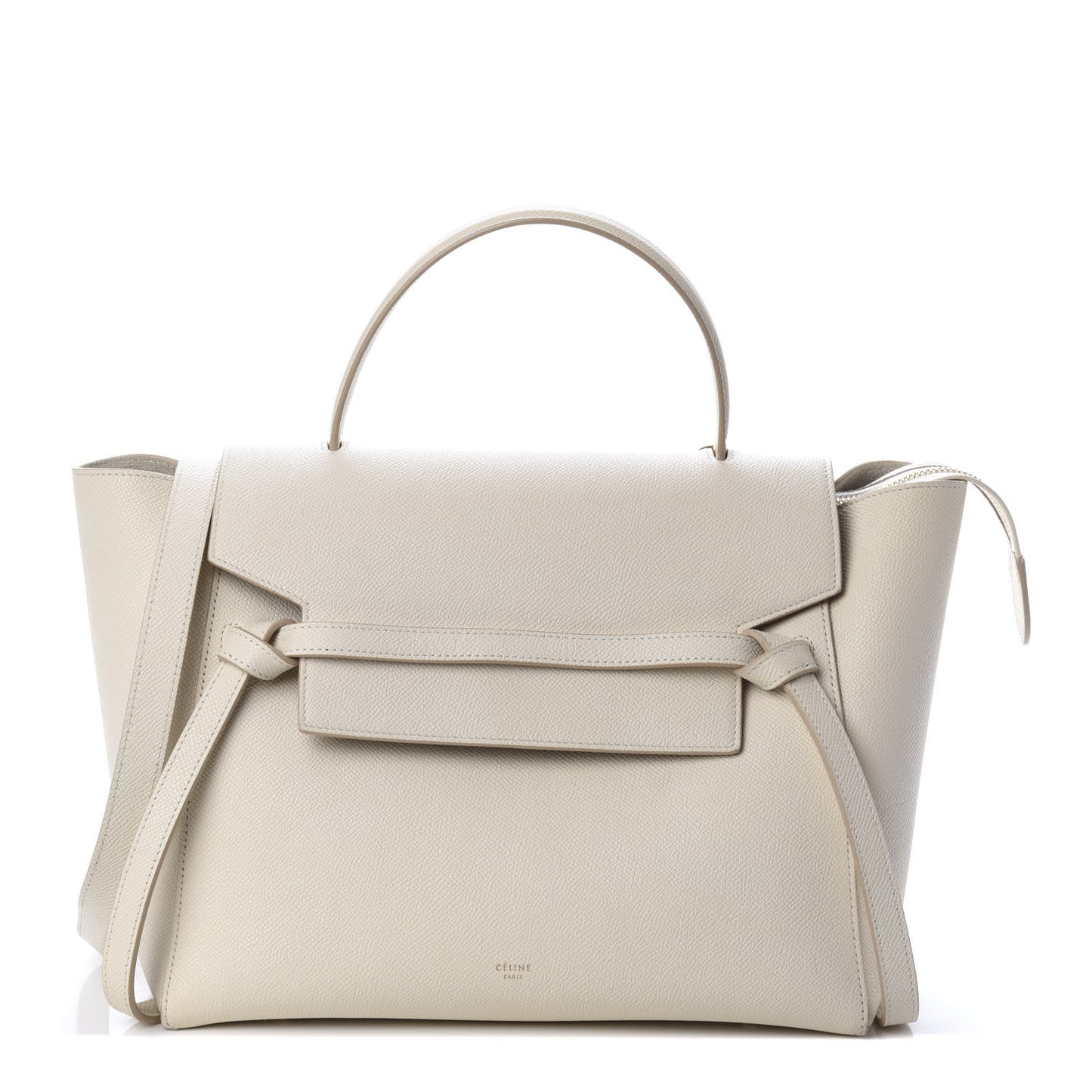 Grained Calfskin Micro Belt Bag White