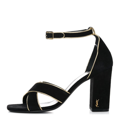 Saint Laurent Suede Babies Sandals 37.5 Black 1 of 11