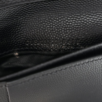 Saint Laurent Grain De Poudre Matelasse Chevron Monogram Compact Zip Around Wallet Black 8 of 14