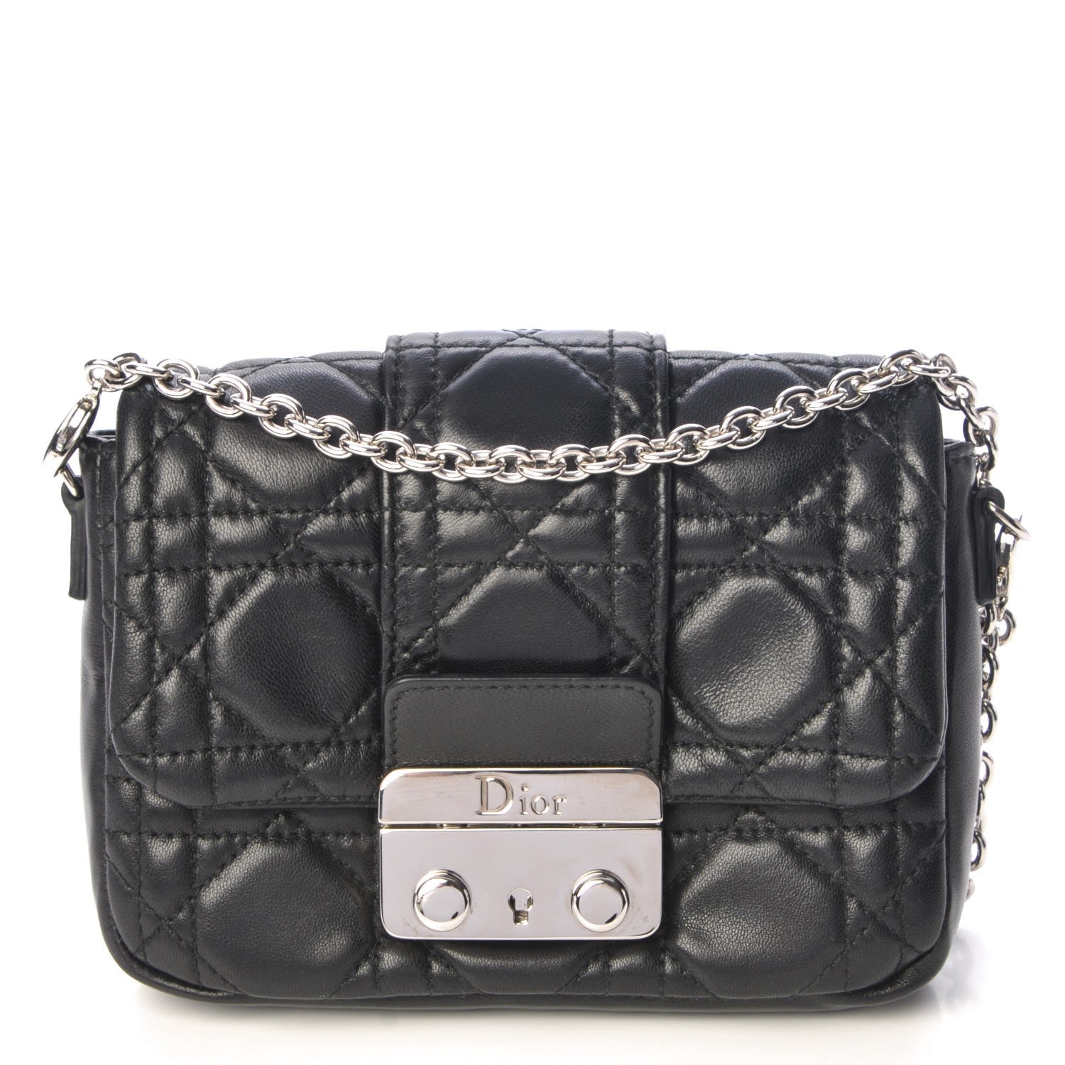 Christian Dior Lambskin Cannage Mini New Lock Pouch Black 1 of 8