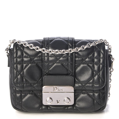 Christian Dior Lambskin Cannage Mini New Lock Pouch Black 1 of 8