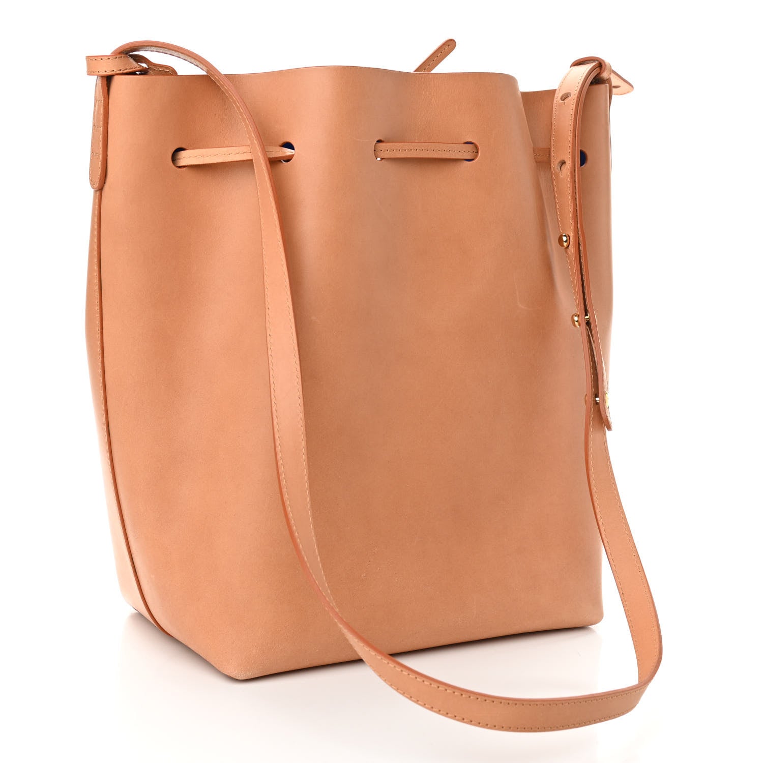 Mansur Gavriel Vegetable Tanned Calfskin Bucket Bag Cammello Azzurro 3 of 12