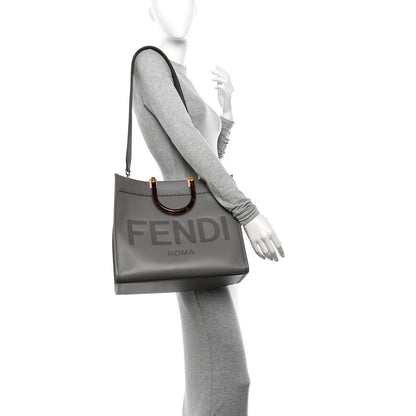 Fendi Vitello King Plexiglass Logo Embossed Medium Fendi Sunshine Shopper Tote Moon 2 of 13