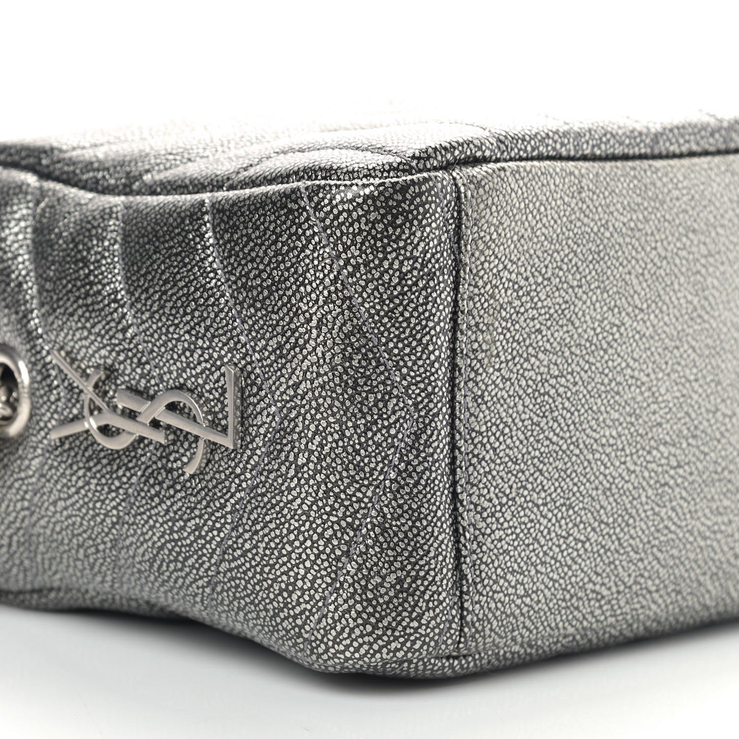 Metallic Grain De Poudre Y Quilted Monogram Small Loulou Bowling Bag Gun Metal
