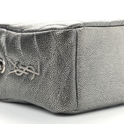 Saint Laurent Metallic Grain De Poudre Y Quilted Monogram Small Loulou Bowling Bag Gun Metal 6 of 9