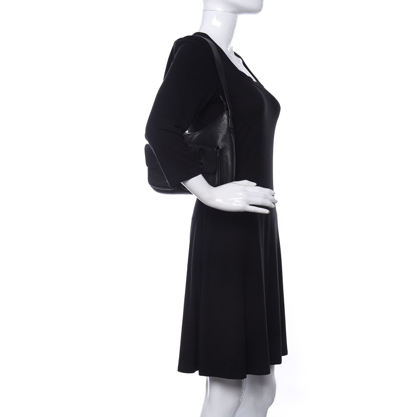 Grainy Calfskin Shoulder Bag Black