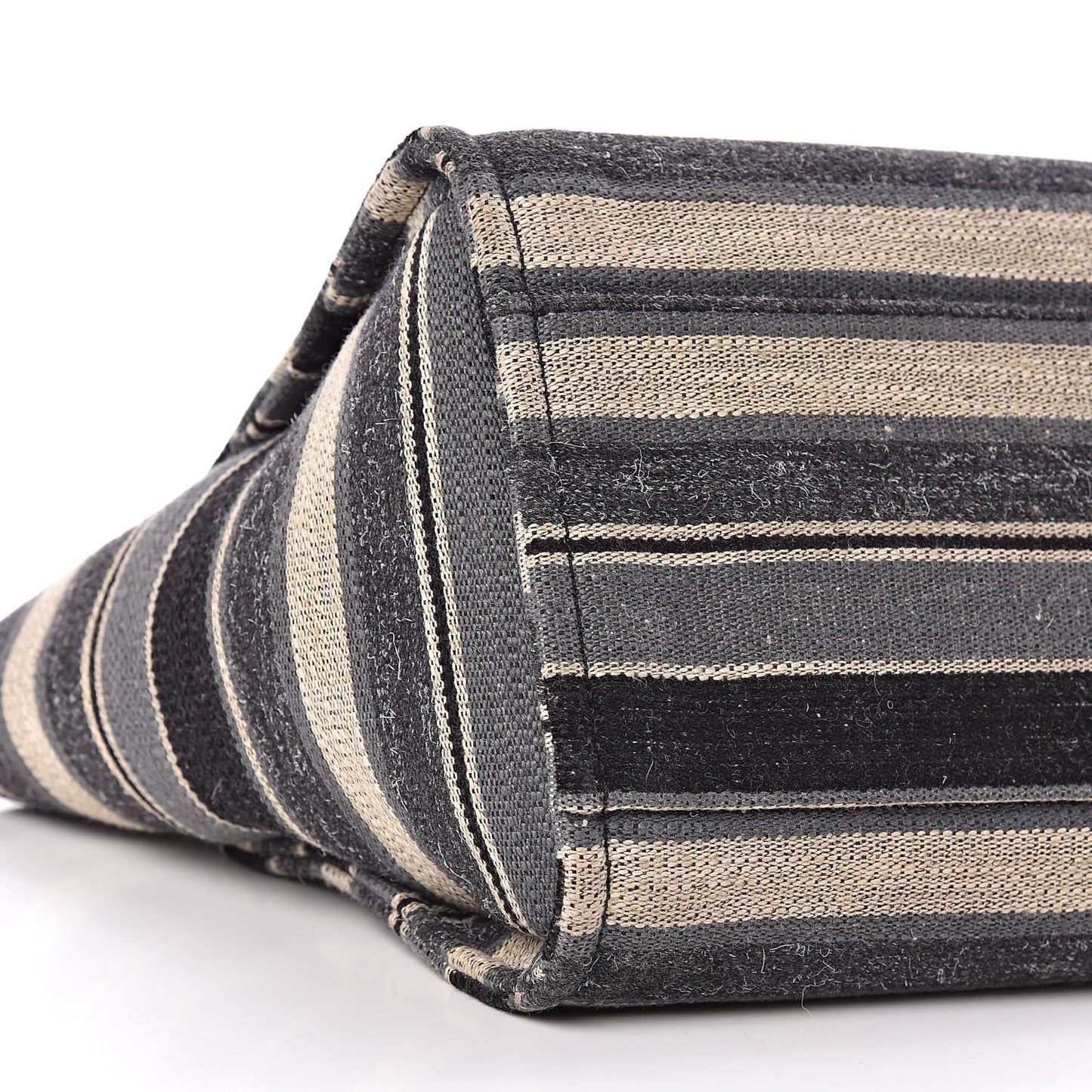 Striped Canvas Medium Deauville Tote Black