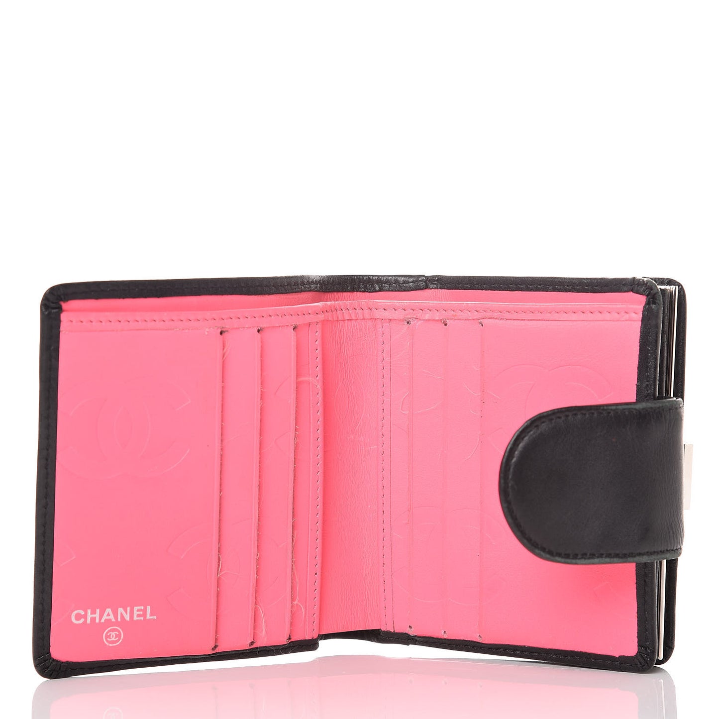 Calfskin Quilted Cambon Bi-Fold Wallet Black