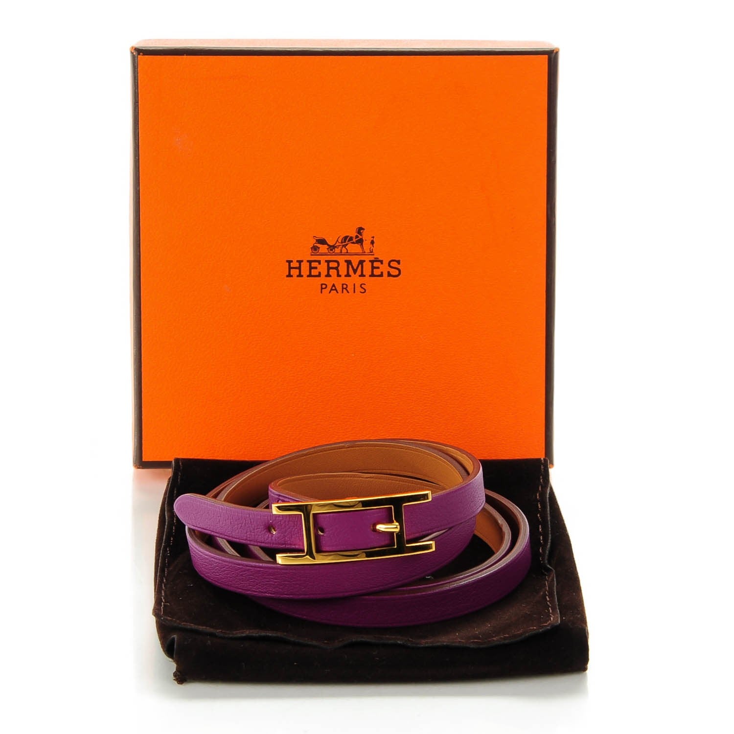 Hermes Swift Hapi 3 MM Triple Tour Wrap Bracelet M Anemone 4 of 5