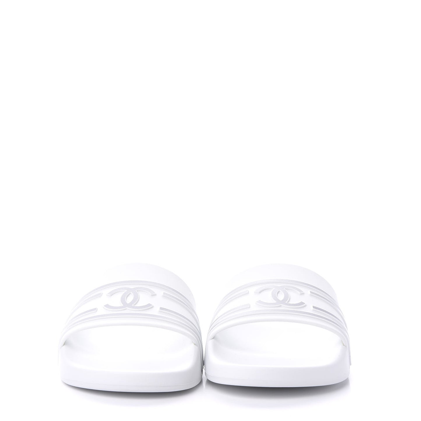 PVC CC Mules Sandals 38 White Grey