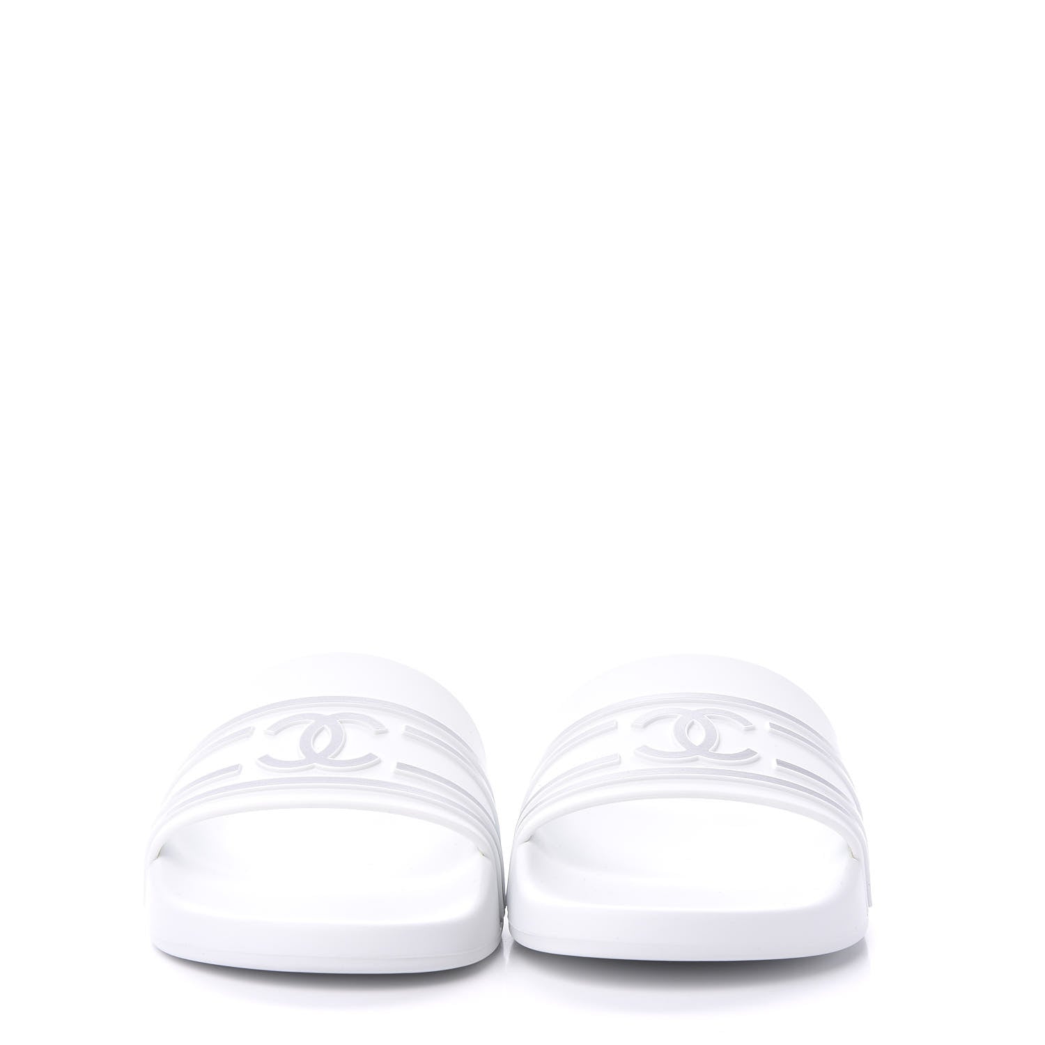 Chanel PVC CC Mules Sandals 38 White Grey 2 of 9
