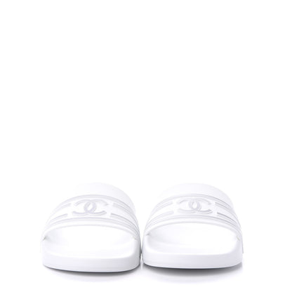 Chanel PVC CC Mules Sandals 38 White Grey 2 of 9