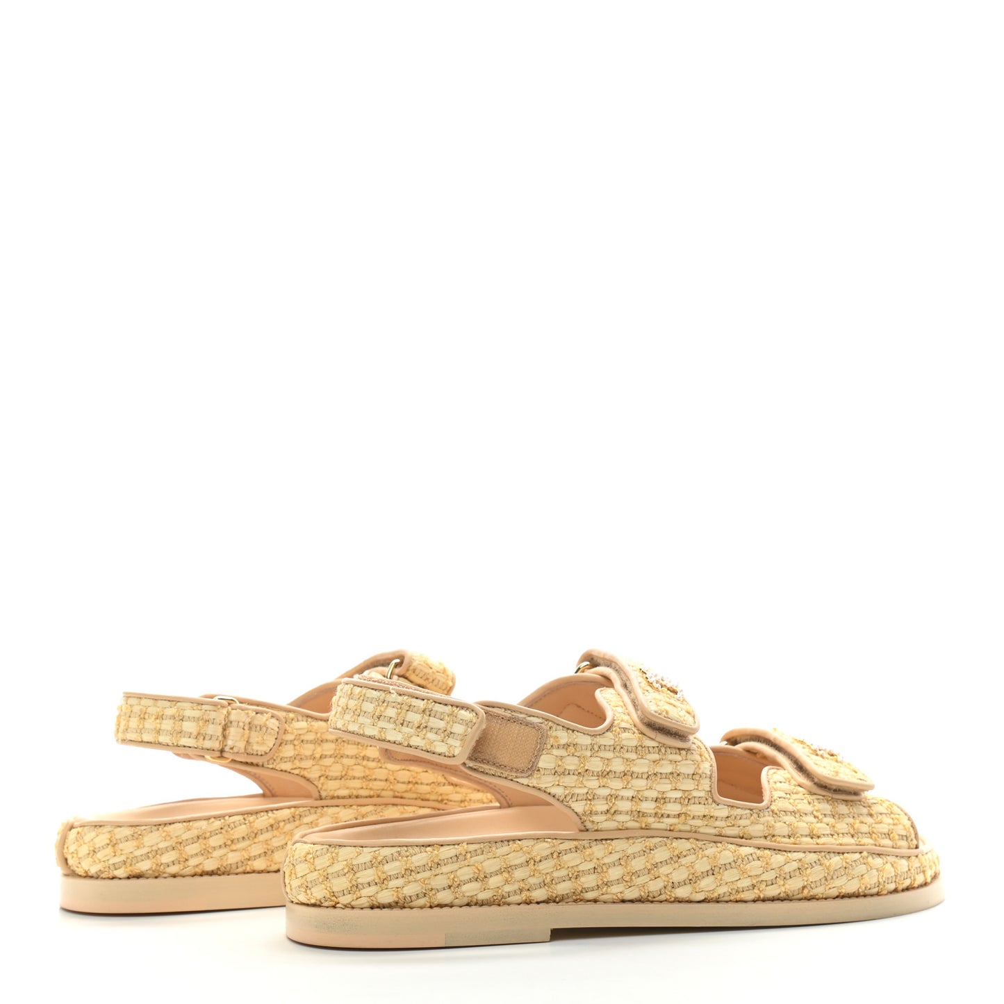 Braided Fabric Velcro Dad Sandals 39.5 Beige