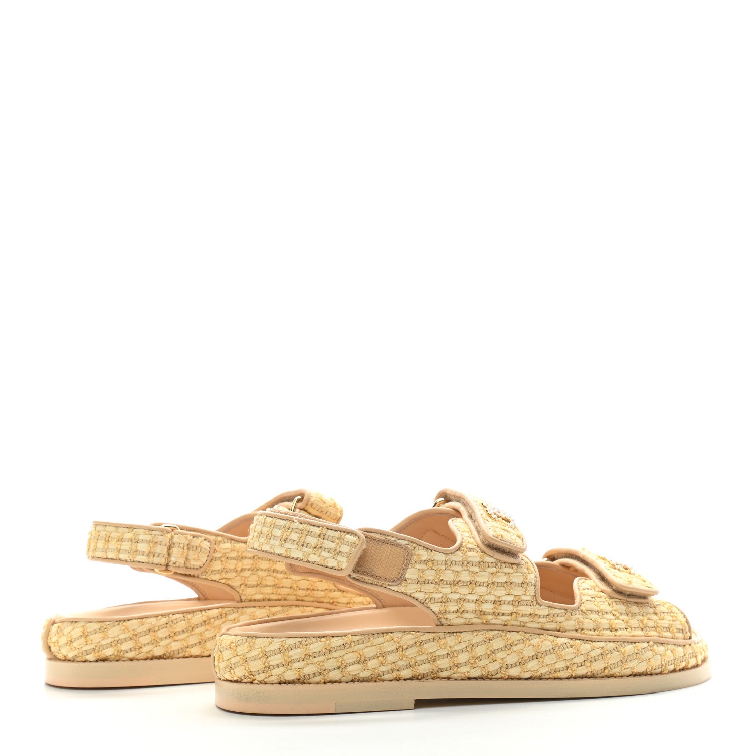 Chanel Braided Fabric Velcro Dad Sandals 39.5 Beige 4 of 8