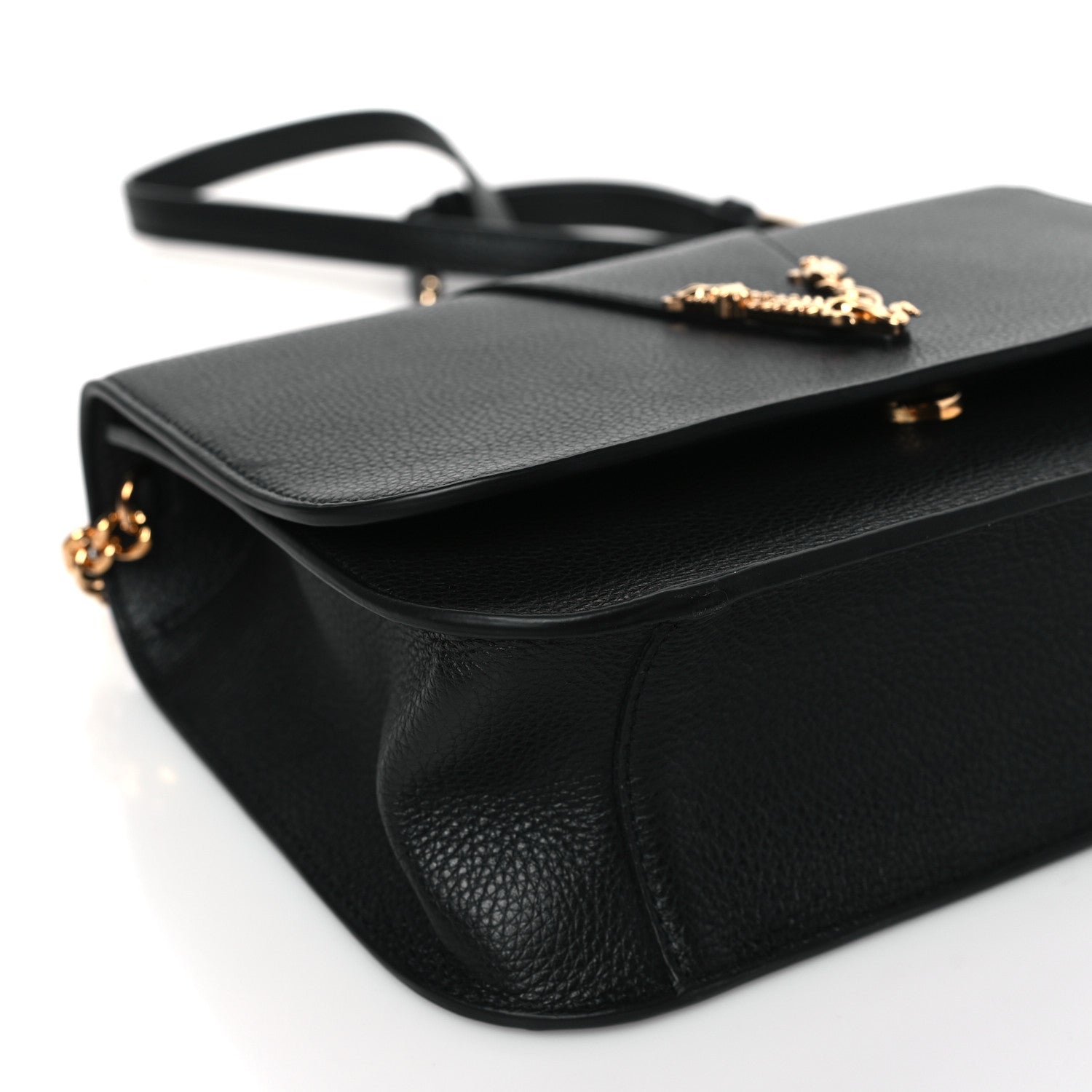 Versace Grainy Calfskin Virtus Chain Crossbody Black 7 of 8