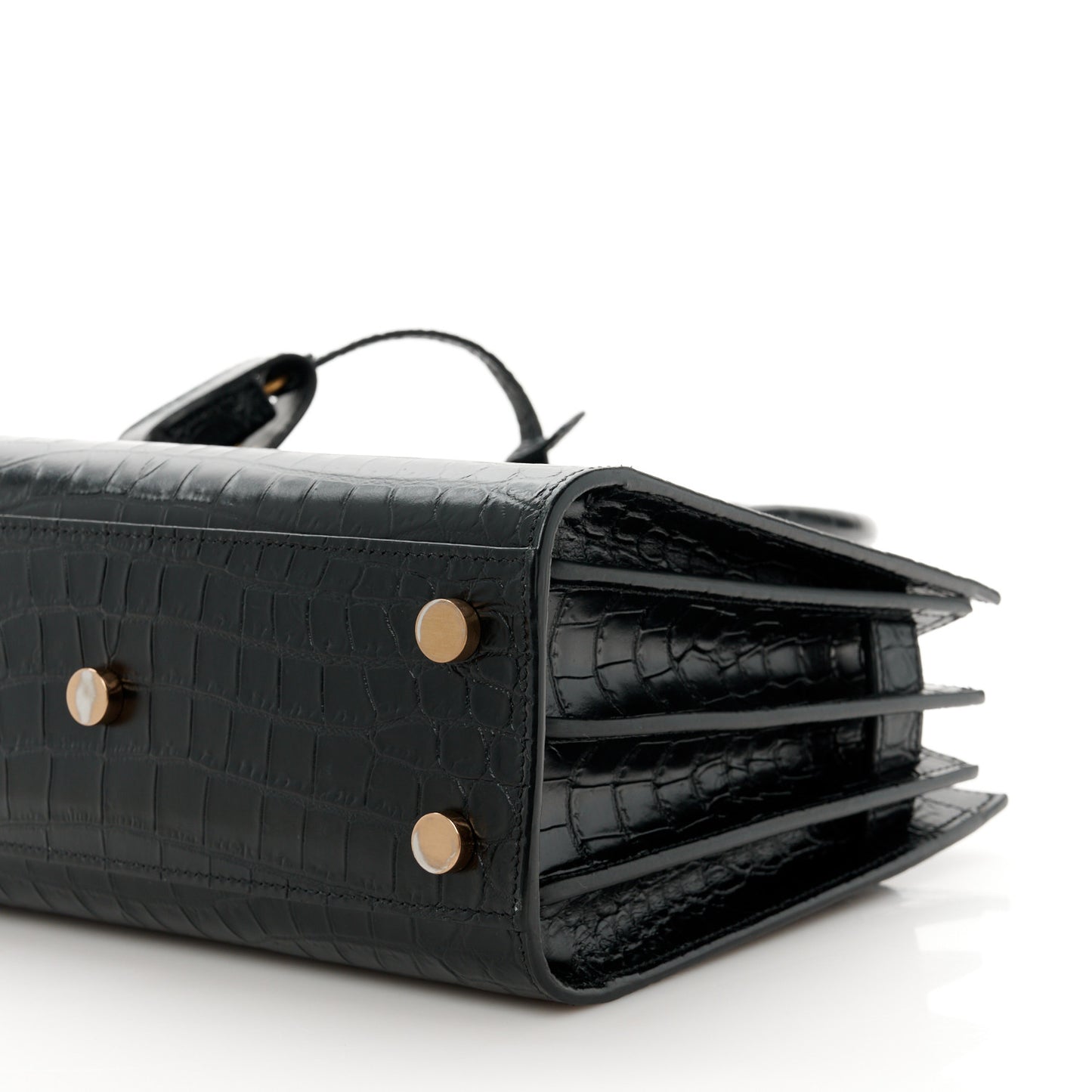 Calfskin Crocodile Embossed Nano Sac De Jour Black