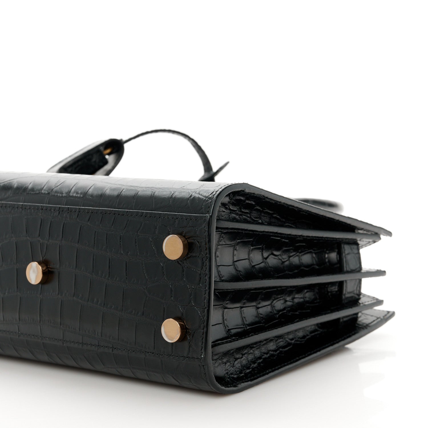 Saint Laurent Calfskin Crocodile Embossed Nano Sac De Jour Black 11 of 11