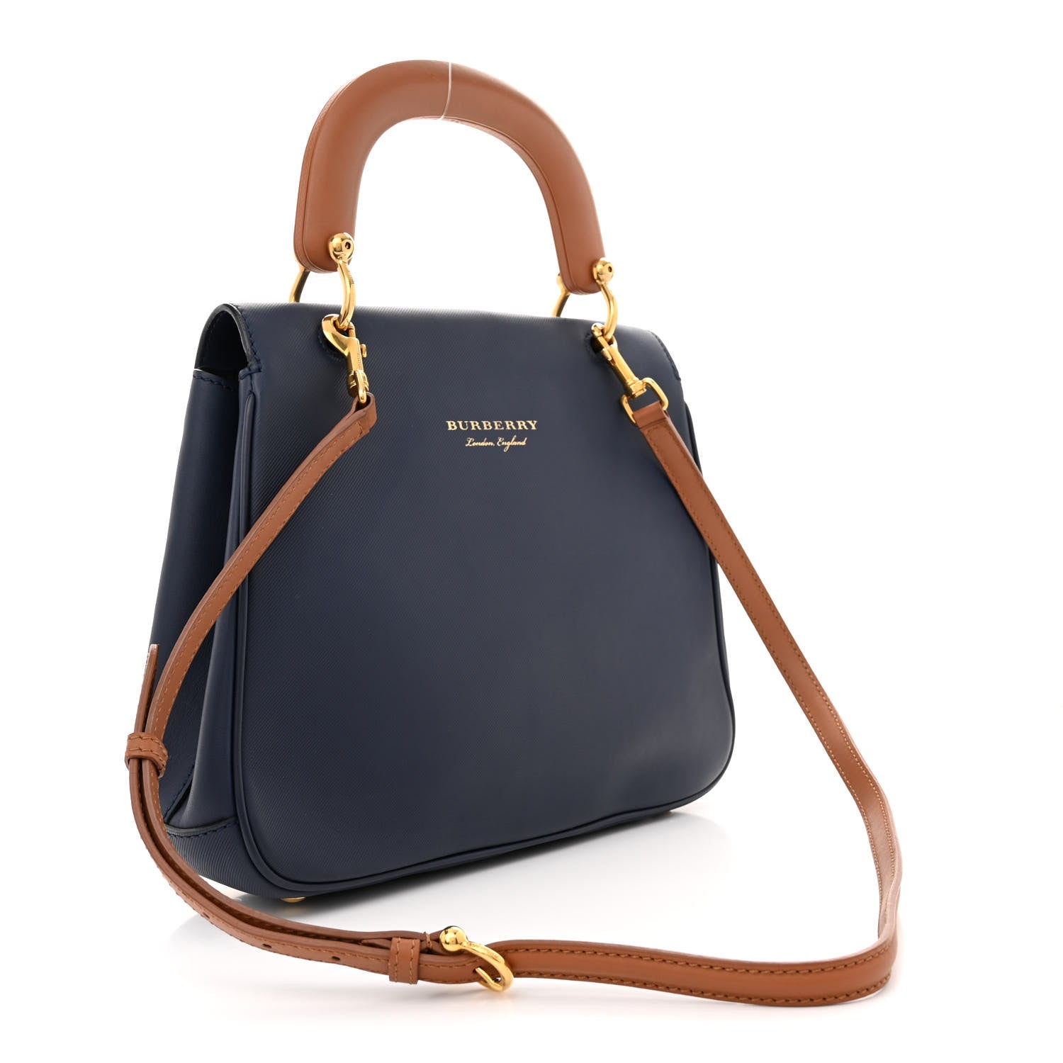 Burberry Trench Calfskin Medium DK88 Top Handle Bag Ink Blue 3 of 16