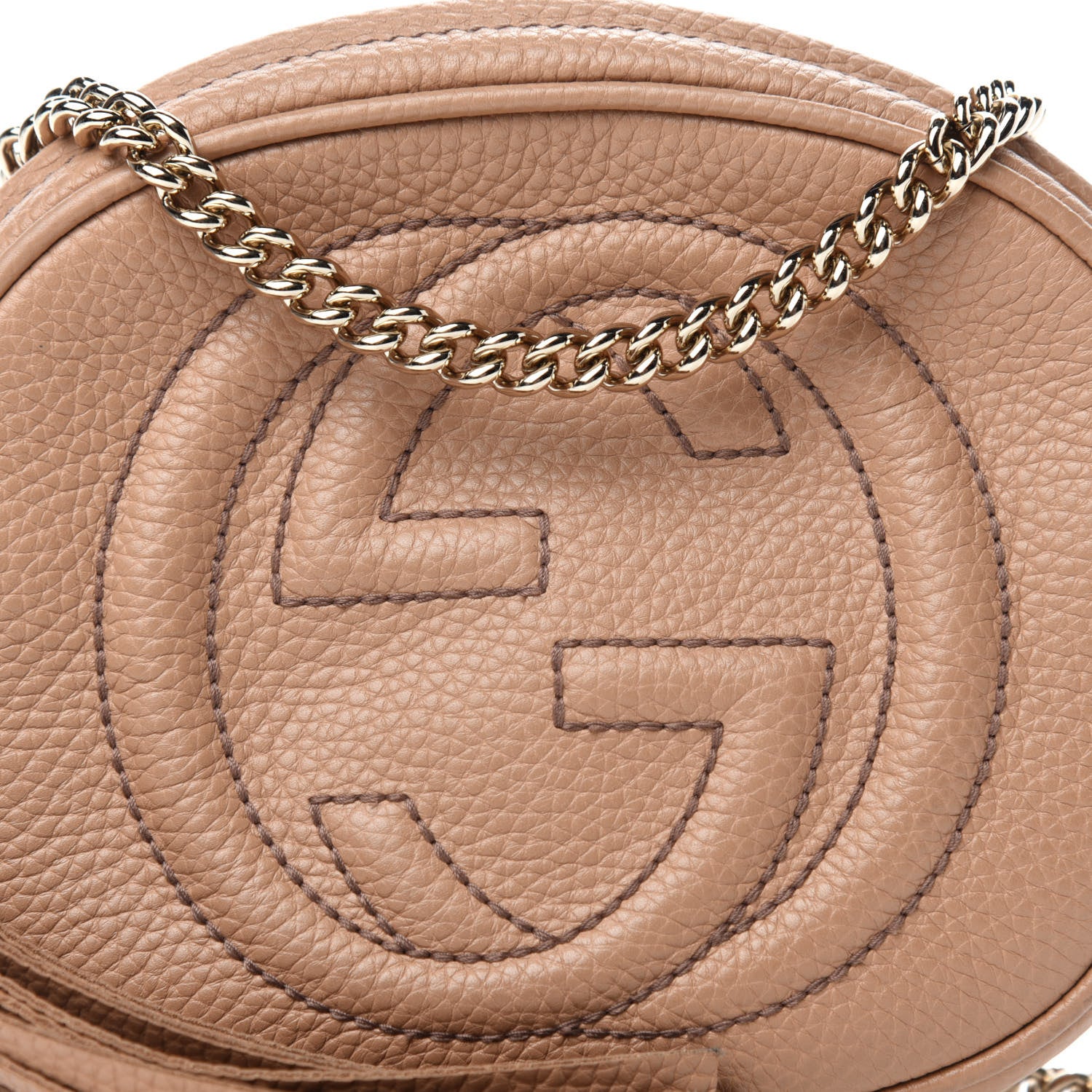 Gucci Pebbled Calfskin Mini Soho Chain Bag Camelia 11 of 11