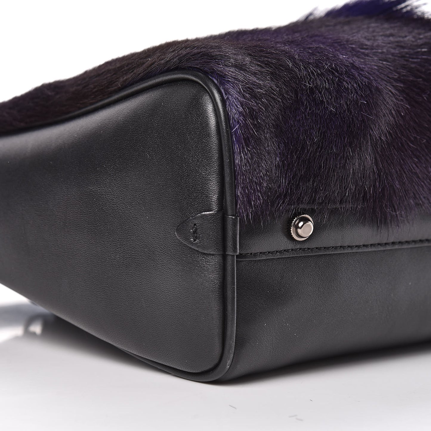 3.1 Goat Fur Calfskin Ryder Satchel Purple Black