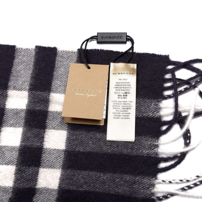 Burberry Cashmere Giant Check Fringe Scarf Navy 4 of 4