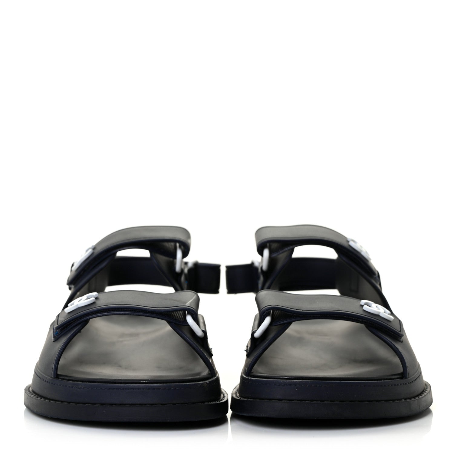 Chanel Rubber CC Dad Sandals 37 Navy 2 of 9