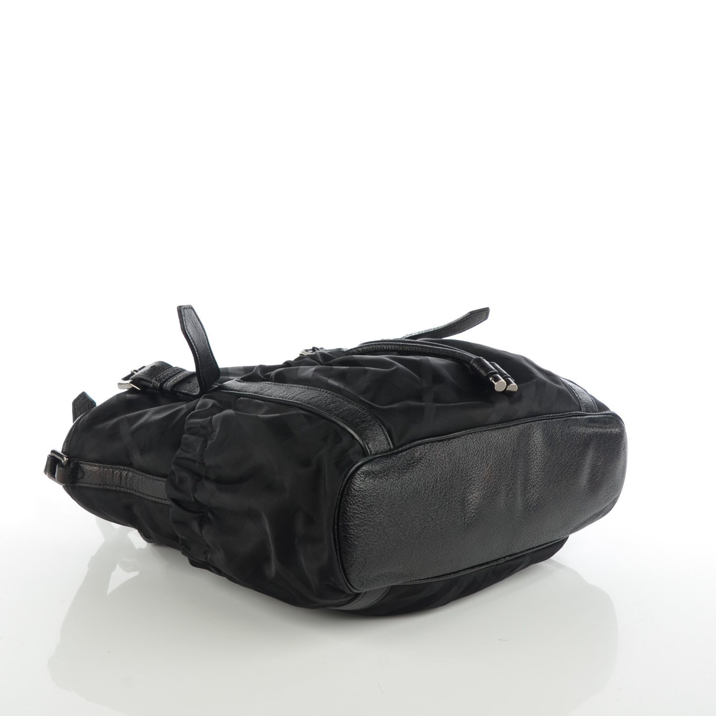 Nylon Tonal Check Drawstring Tote Black