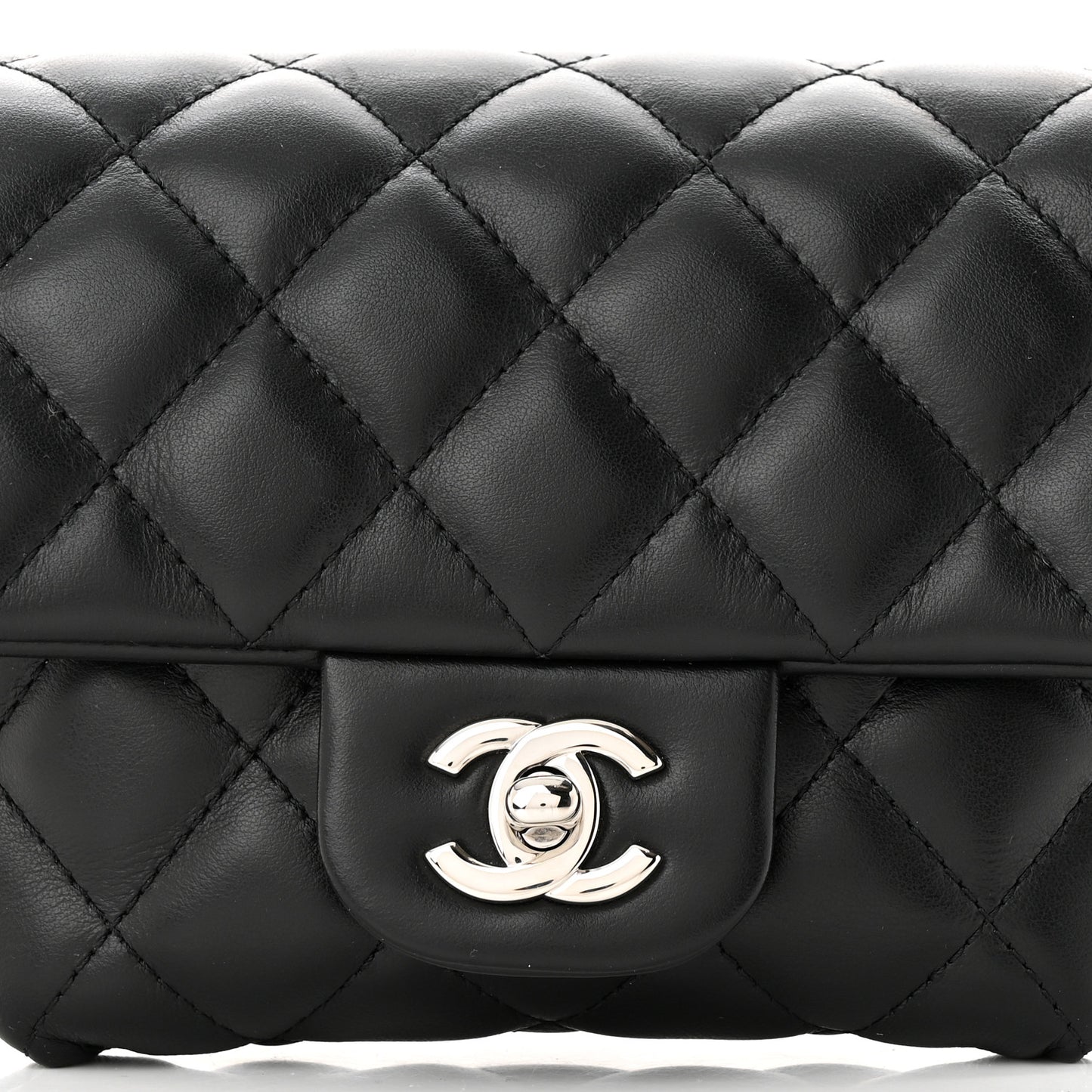 Calfskin Quilted CC Uniform Flap Belt Bag Black