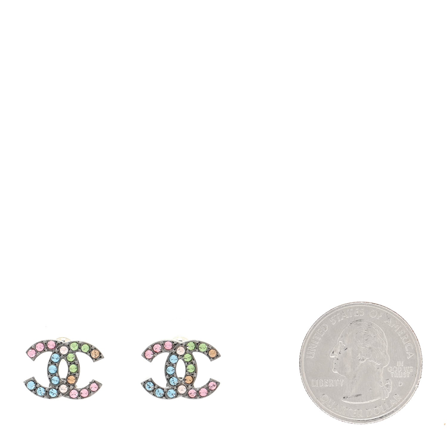 Chanel Ruthenium Crystal CC Earrings Multicolor 2 of 6
