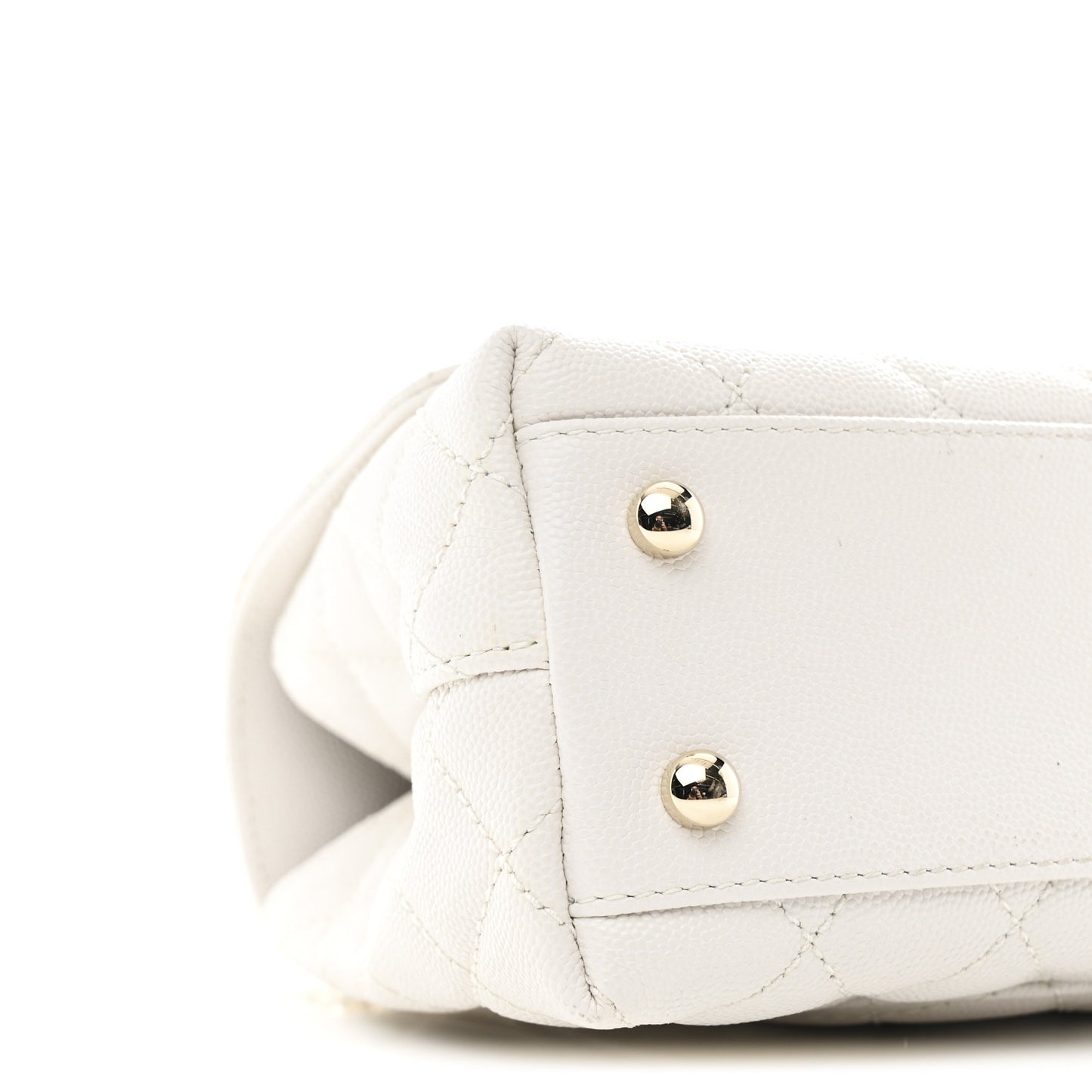 Caviar Quilted Mini Coco Handle Flap White