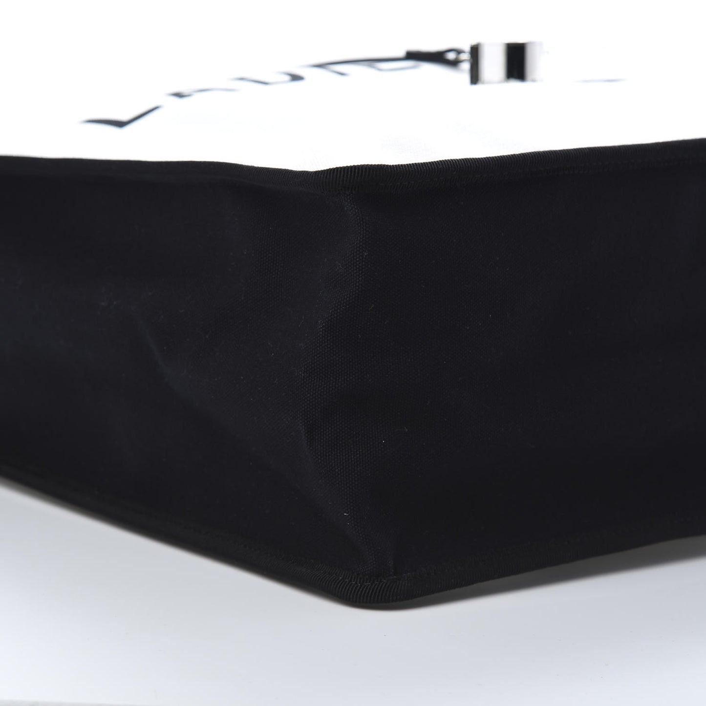 Canvas Calfskin Large Let's Demonstrate Tote White Black