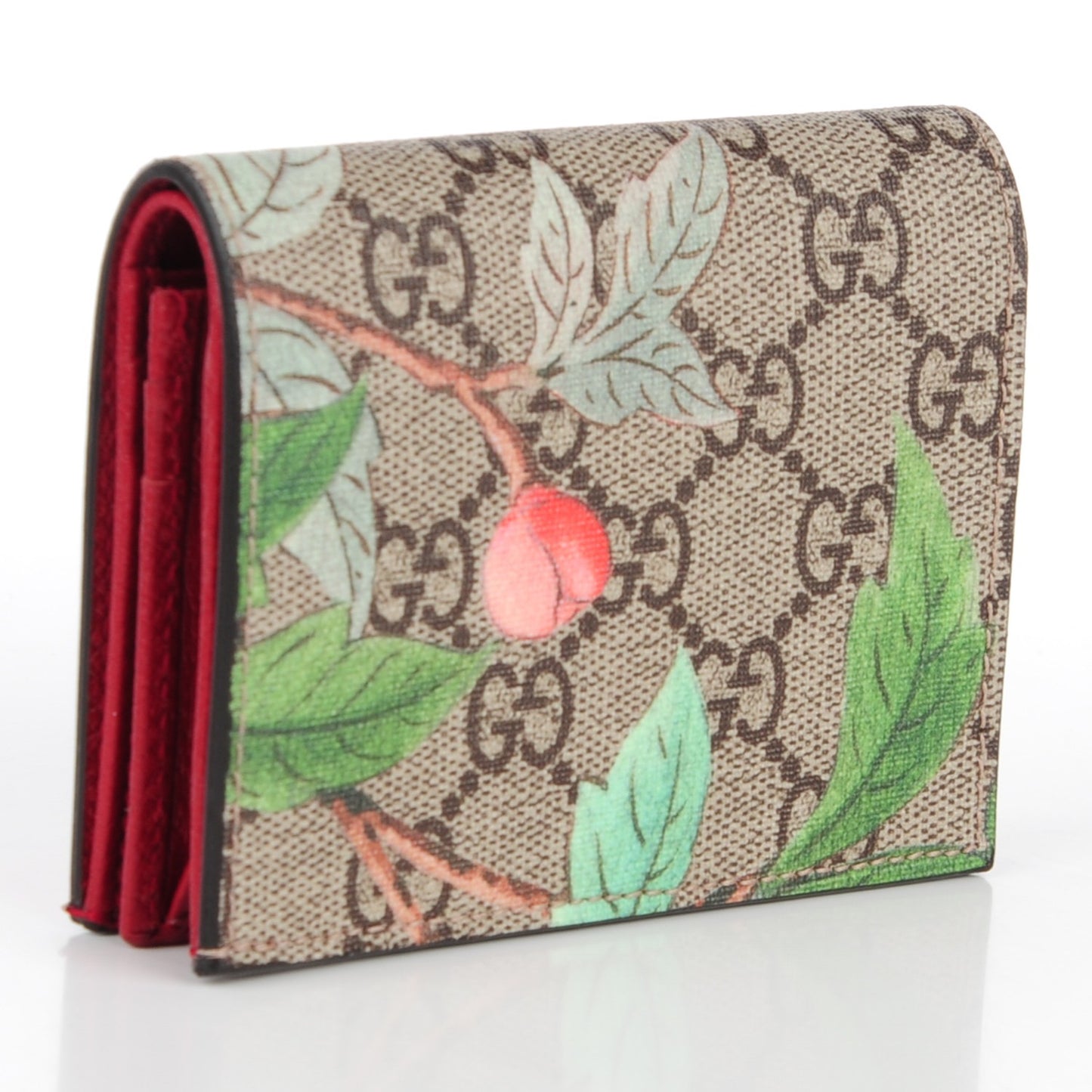 GG Supreme Monogram Tian Card Case Beige Multicolor Red