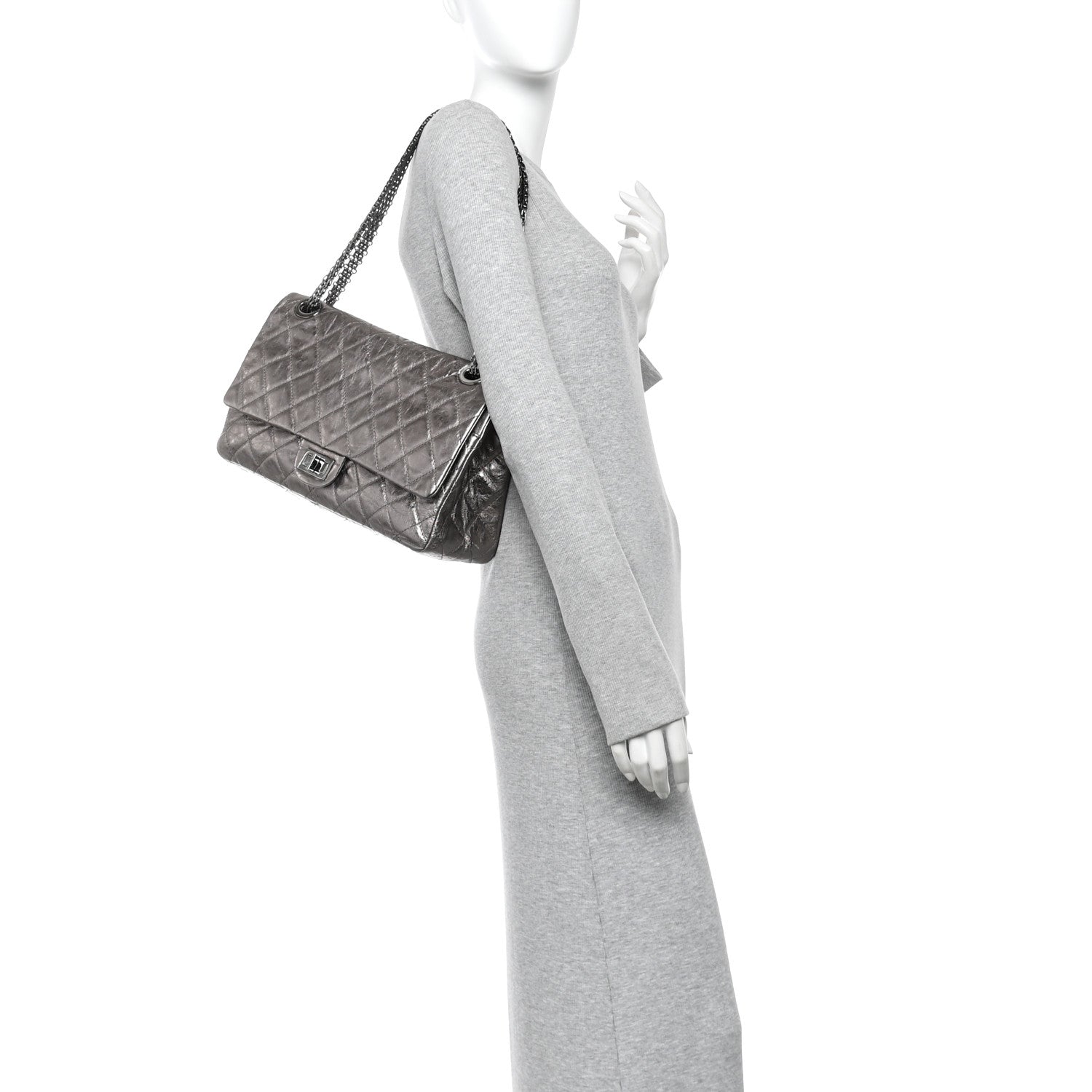 Chanel Metallic Aged Calfskin Quilted 2.55 Reissue 228 Flap Silver 2 of 10