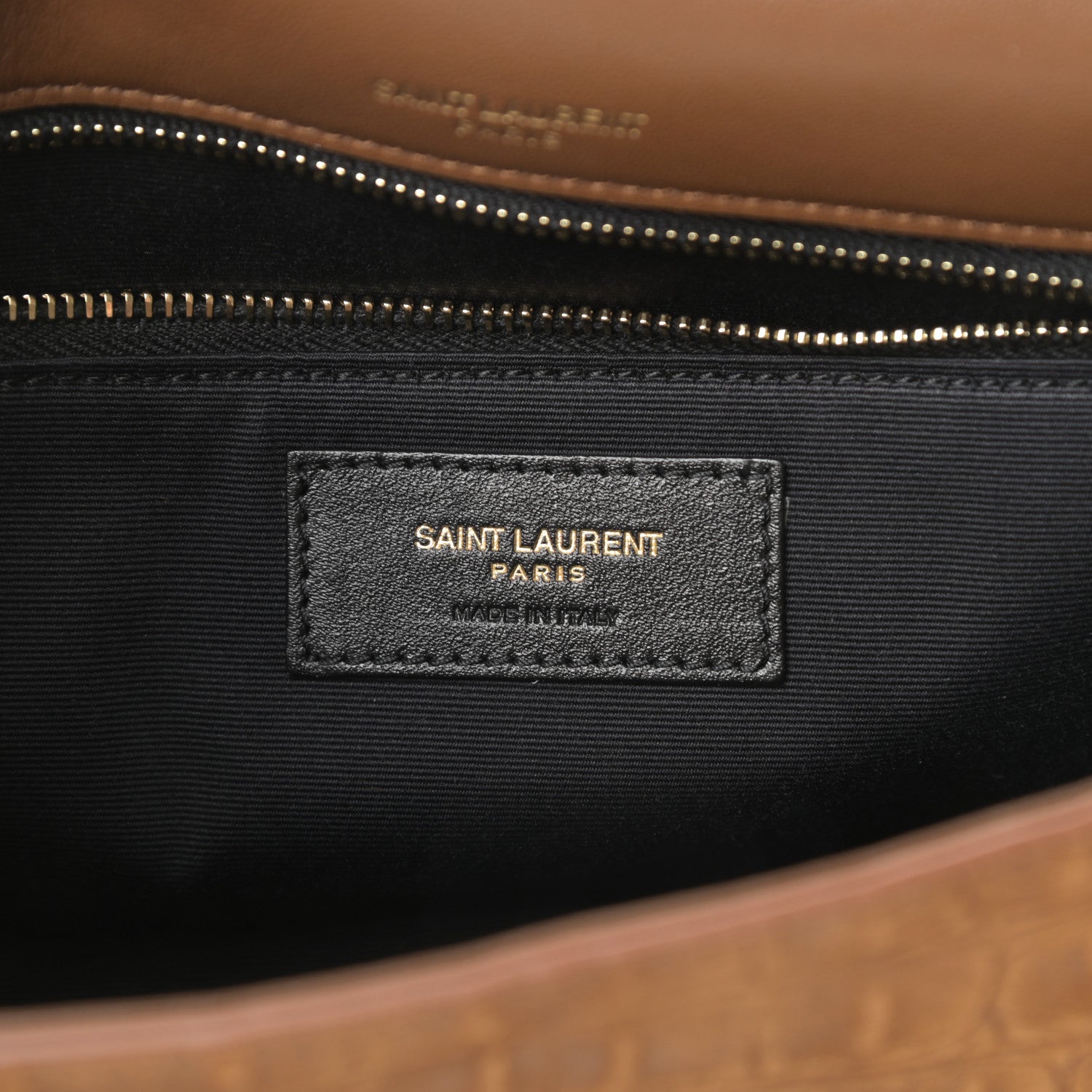 Saint Laurent Crocodile Embossed Suede Monogram Tassel Kate 99 Tan 6 of 11