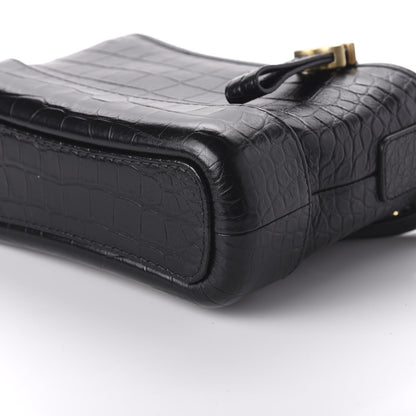 Chanel Calfskin Crocodile Embossed Small Gabrielle Cocodile Hobo Black 7 of 10