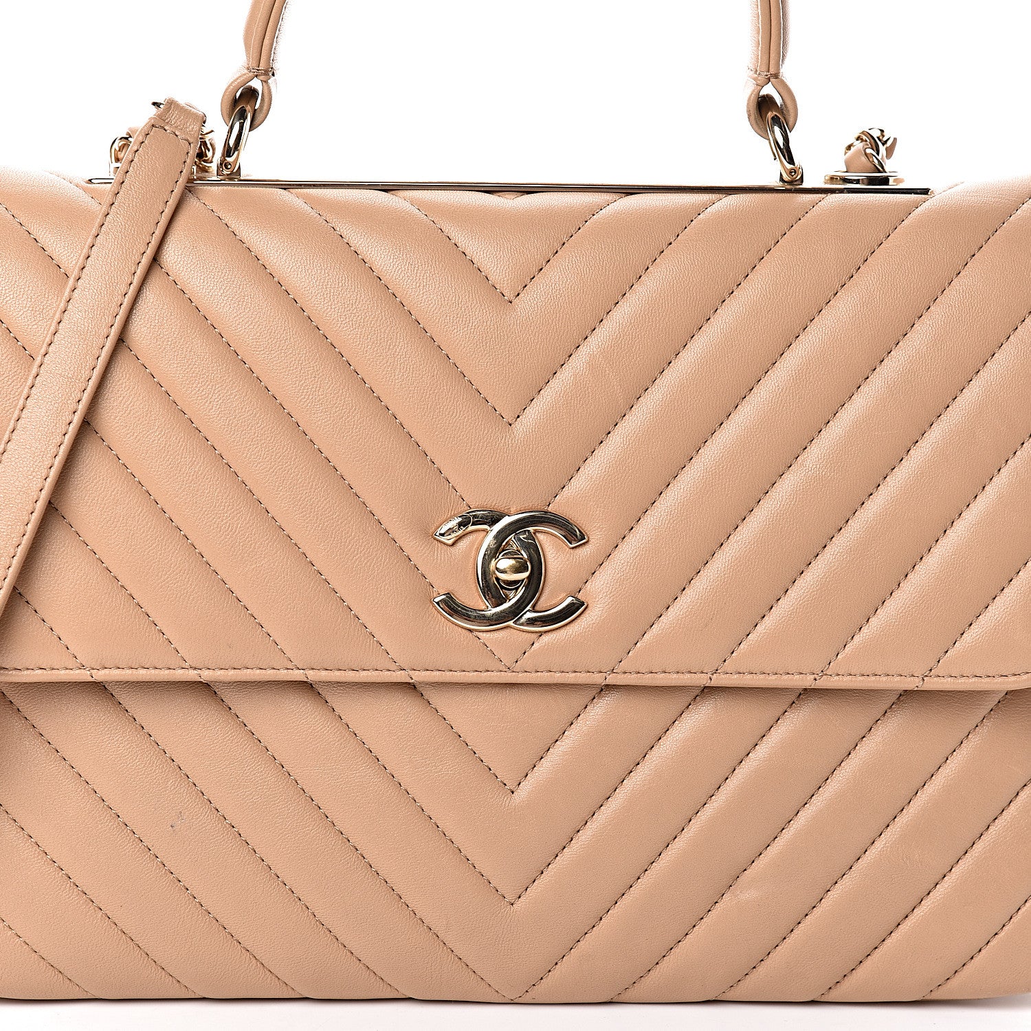 Chanel Lambskin Chevron Quilted Medium Trendy CC Dual Handle Flap Bag Beige 10 of 10