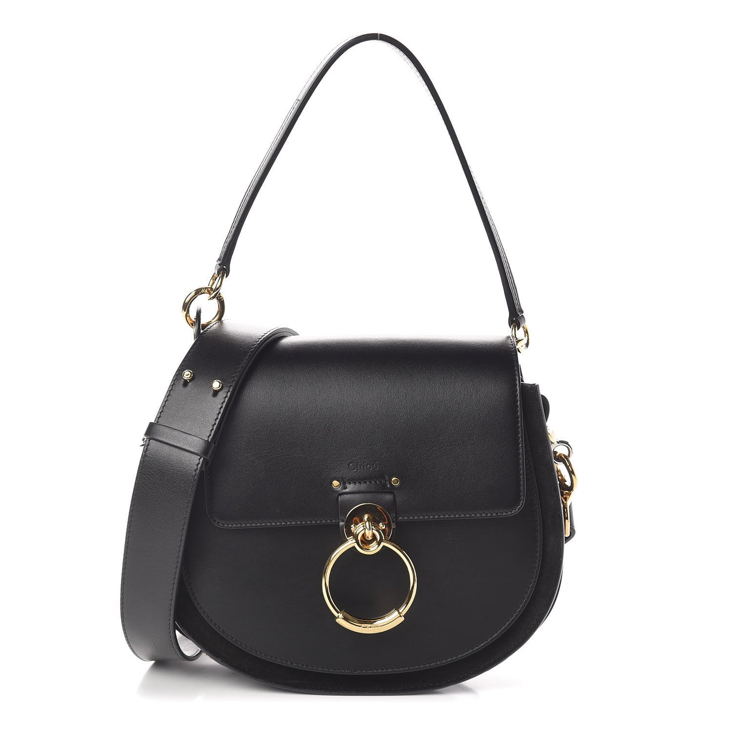 Calfskin Suede Large Tess Bag Black