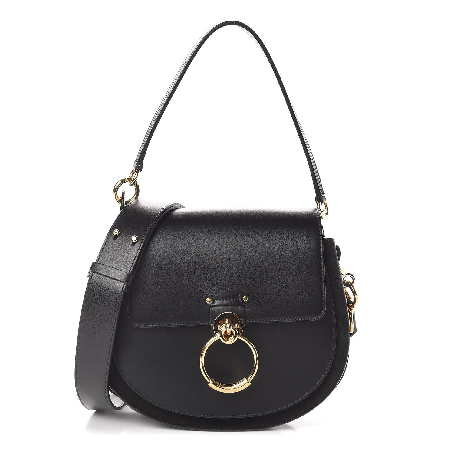 Chloe Calfskin Suede Large Tess Bag Black 1 of 9