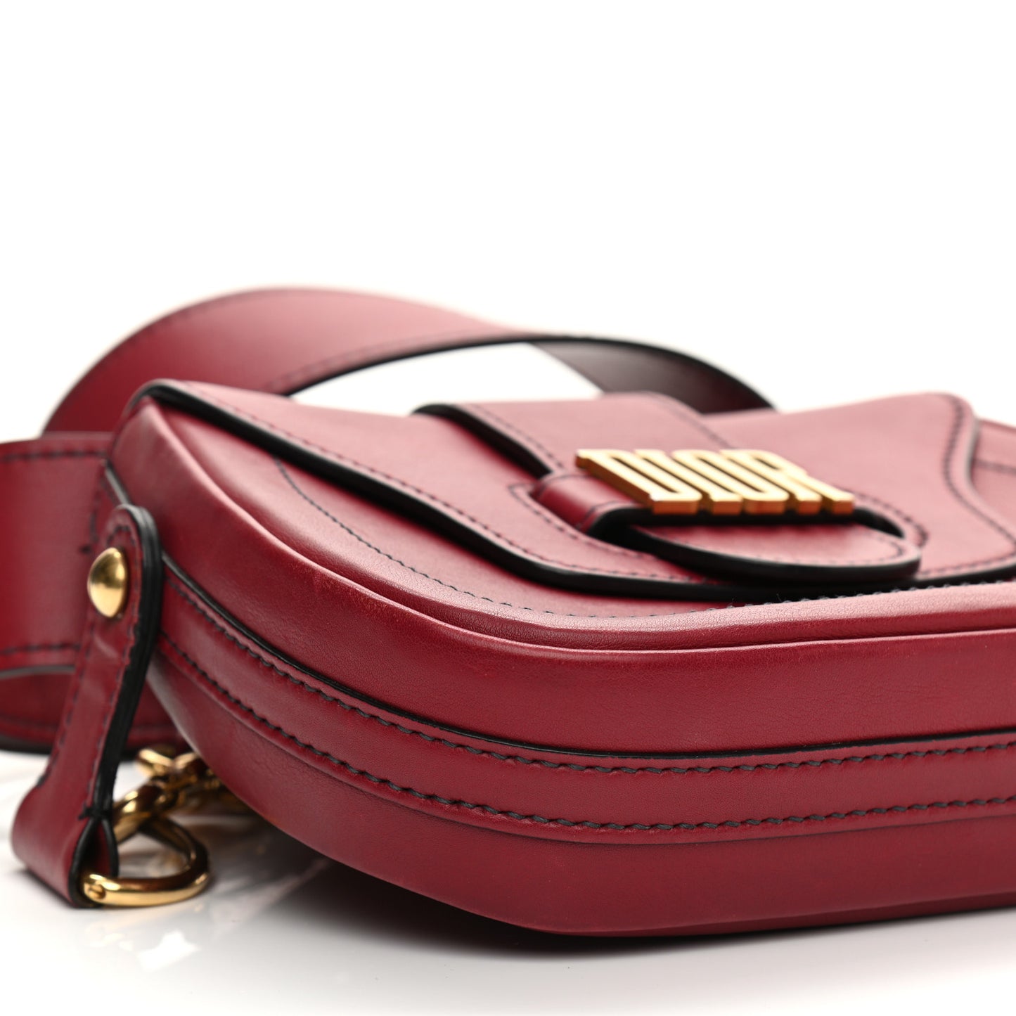 Calfskin D Fence Saddle Bag Black Red