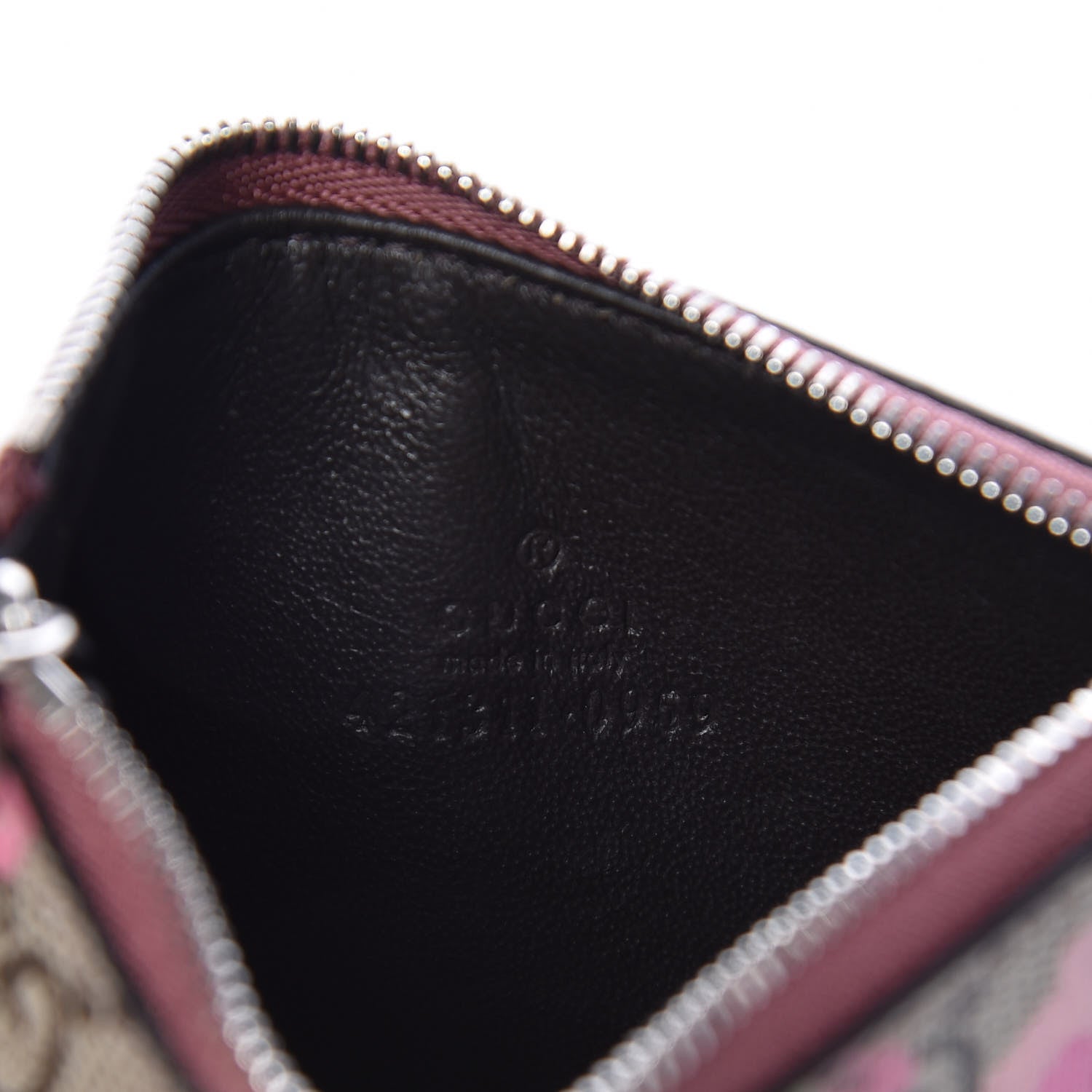 Gucci GG Supreme Monogram Blooms Key Ring Coin Case Beige Multicolor Dry Rose 6 of 7