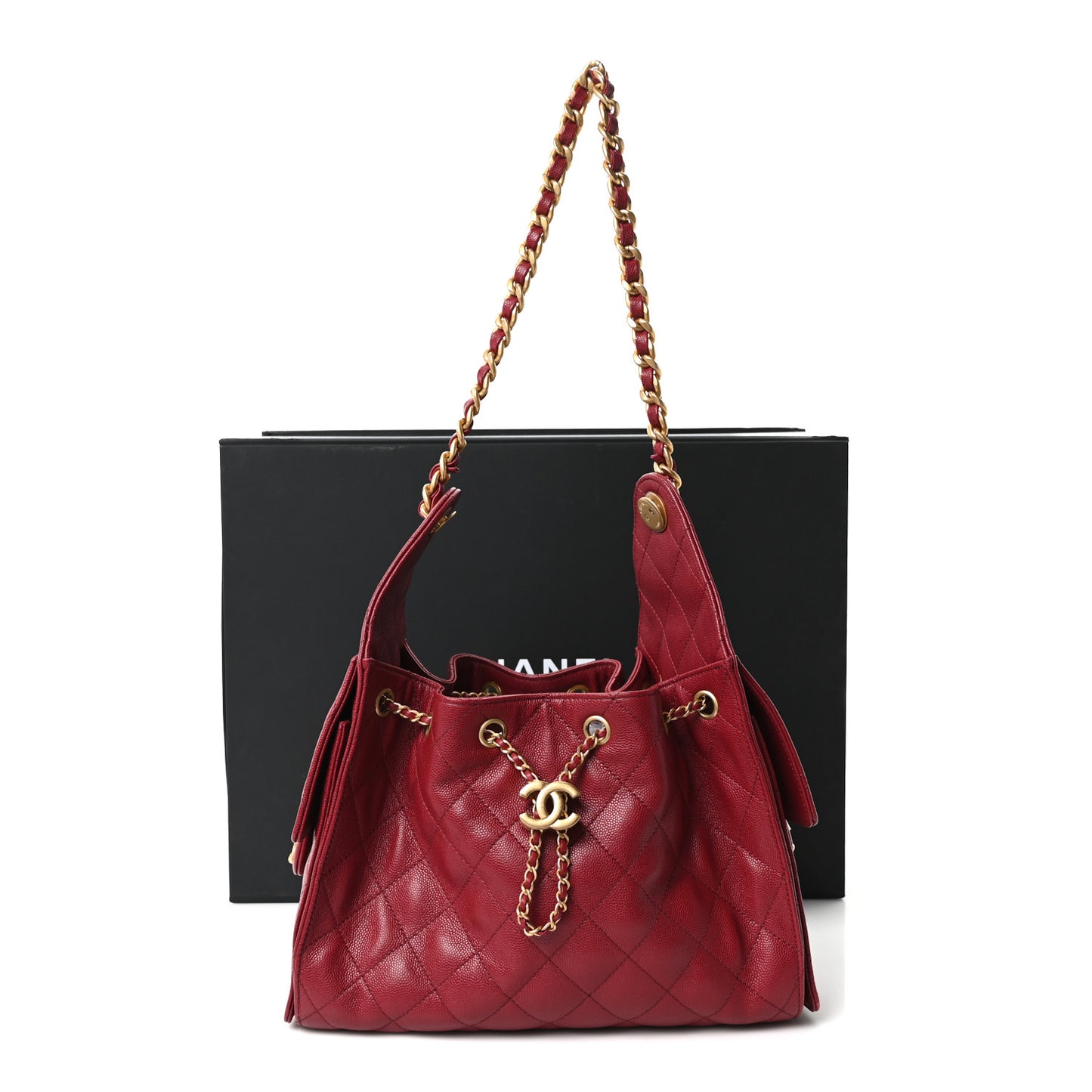 Caviar Quilted Small Chanel 25 Handbag Burgundy